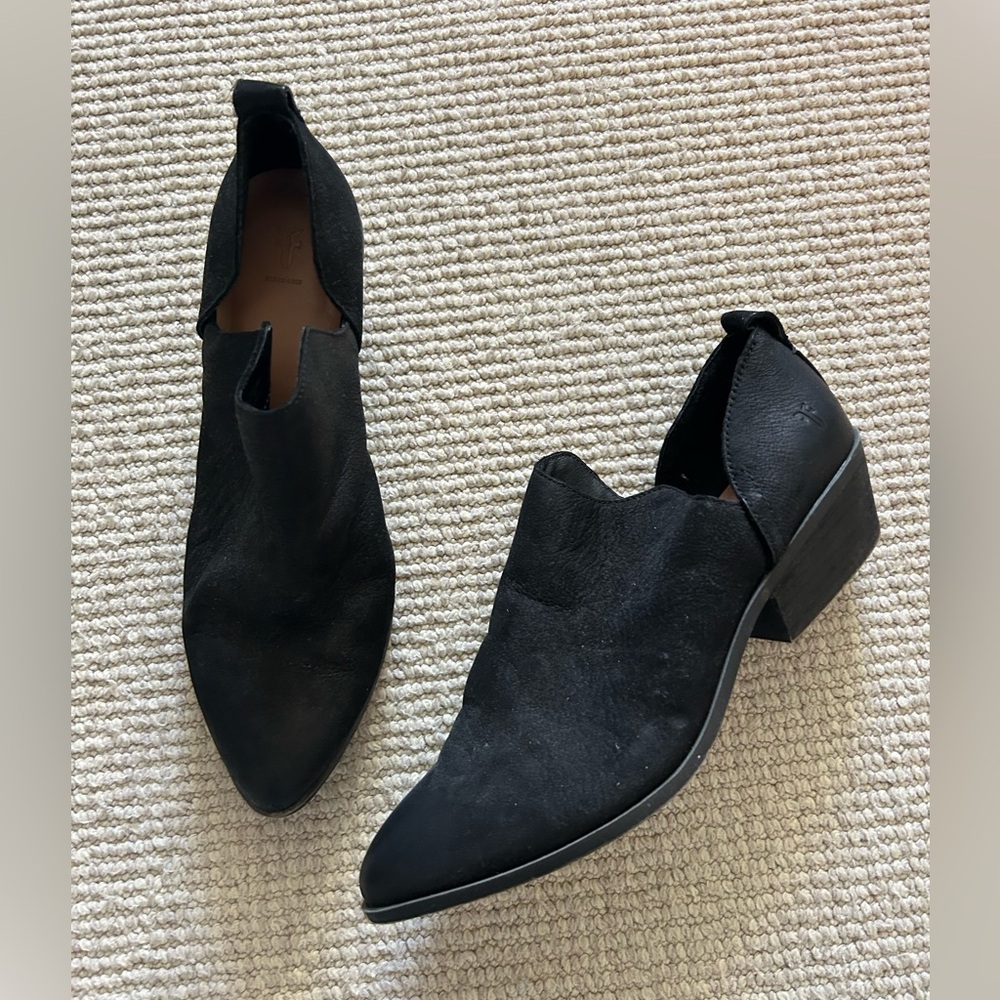 Frye black suede booties (worn 1 time)